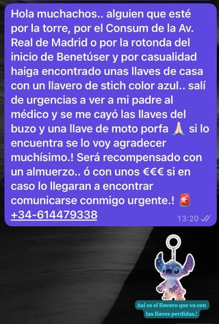 llaves de casa y de la cochera perdidas