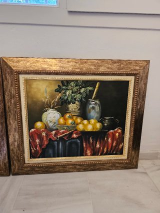 Pareja de bodegones pintados a mano