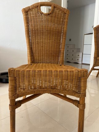 4 Sillas de Comedor Mimbre con Cojín