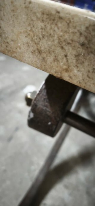 Consola de metal y mármol beige/gris