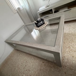 Mueble TV y Mesa Central Madera Banak Gris