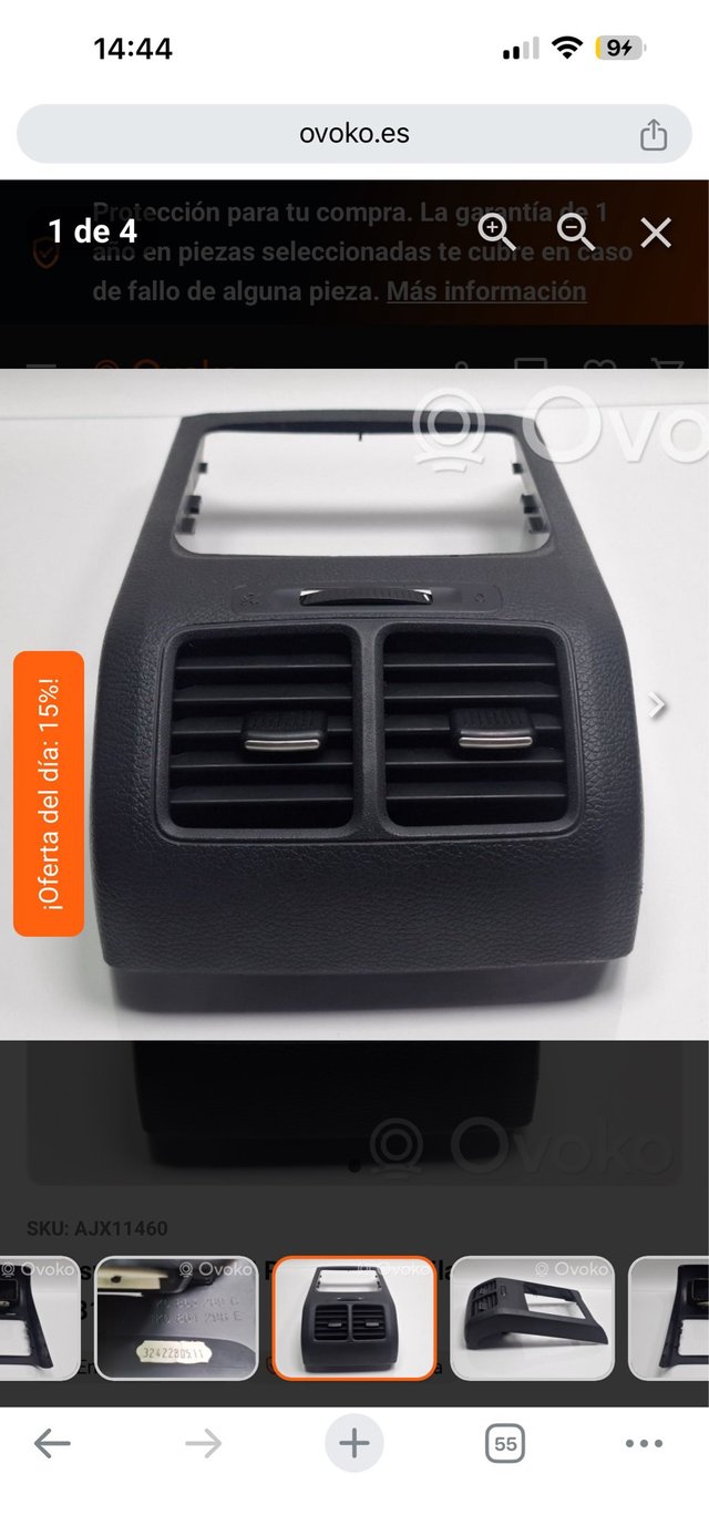 Rejillas ventilación traseras coche