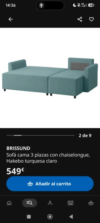 Sofá cama 3 plazas Brissund con chaiselongue
