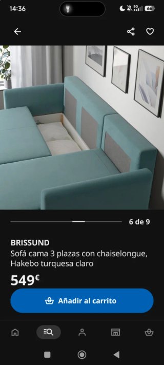 Sofá cama 3 plazas Brissund con chaiselongue