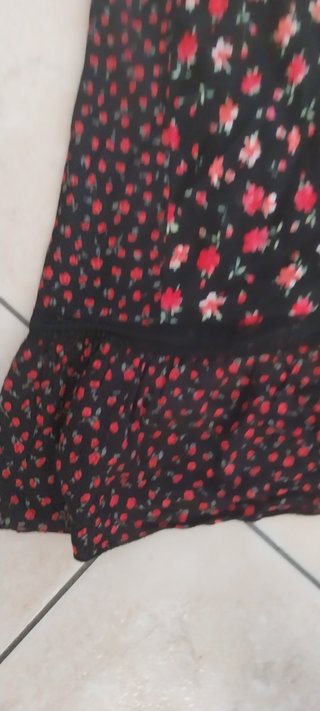 Vestito floreale nero con rose rosse - Taglia S