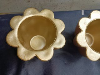 Conjunto de 2 Vasos Decorativos Flor Dourado