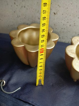 Conjunto de 2 Vasos Decorativos Flor Dourado