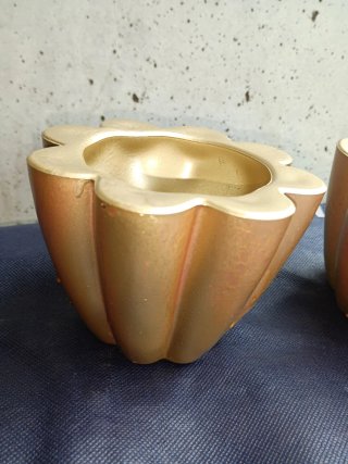 Conjunto de 2 Vasos Decorativos Flor Dourado