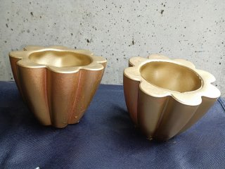 Conjunto de 2 Vasos Decorativos Flor Dourado