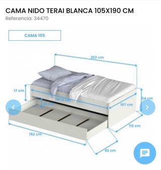 Cama nido blanca, con somier, completamente nueva