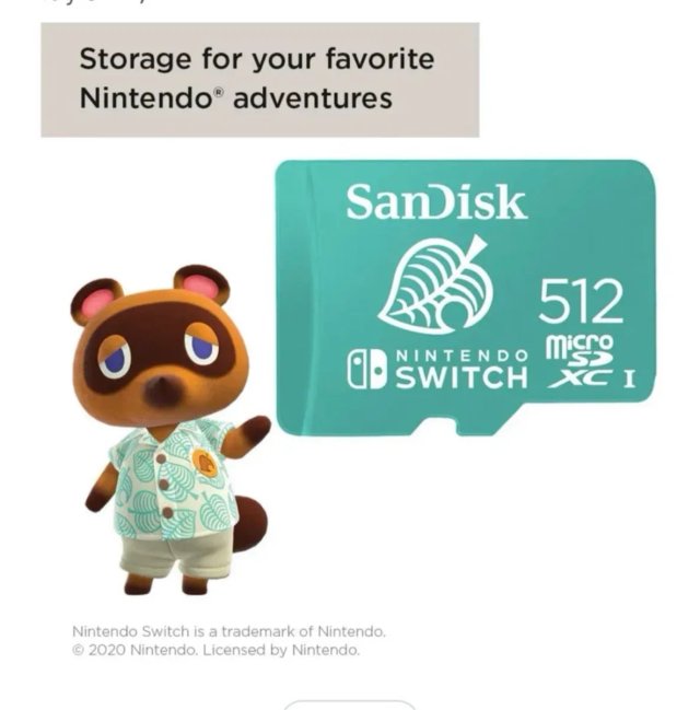 Tarjeta microSD SanDisk 512GB Nintendo Switch