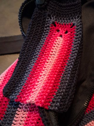 Borsa fatta a mano quadrata rosa e grigia