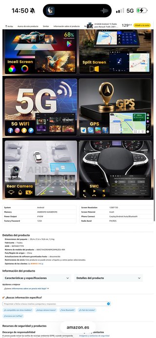 NUEVO! (163€) Radio Android 4+64GB Renault Trafic