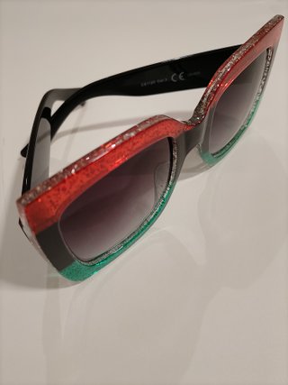 Occhiali da sole donna glitter rossi e verdi