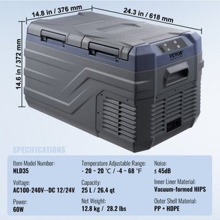 Nevera portatil Vevor 25lts 12/220v