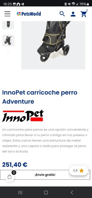 Silla Paseo Perros TurboPet Gris/Rosa