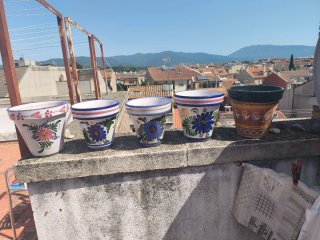 Lote 5 Macetas Cerámica Decoradas