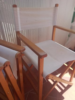 2 Sillas Director Madera y Tela Blanca
