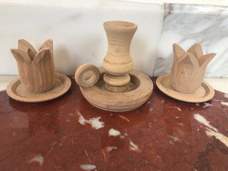 Set 3 portacandele legno grezzo