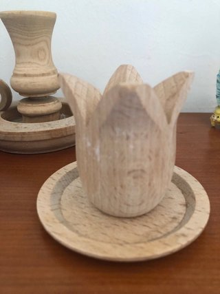 Set 3 portacandele legno grezzo