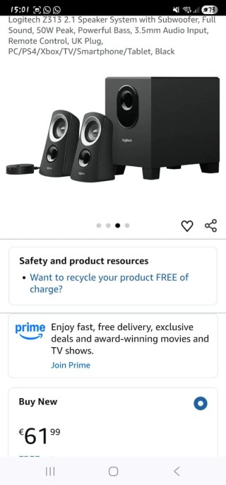 Altavoces Logitech Z313 2.1 Negro