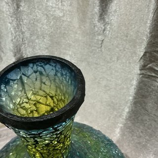 Bottiglia in vetro mosaico blu e verde