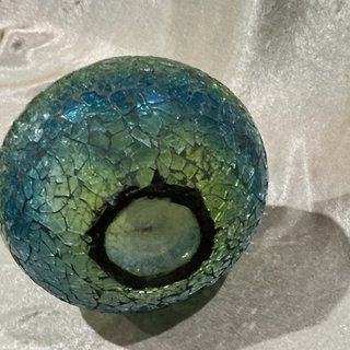 Bottiglia in vetro mosaico blu e verde