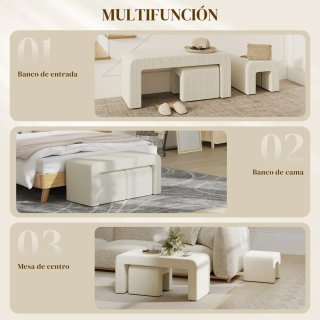 Set 3 Bancos Zapateros Beige