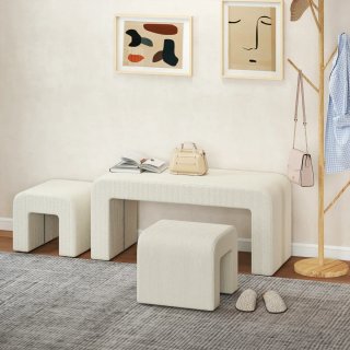 Set 3 Bancos Zapateros Beige