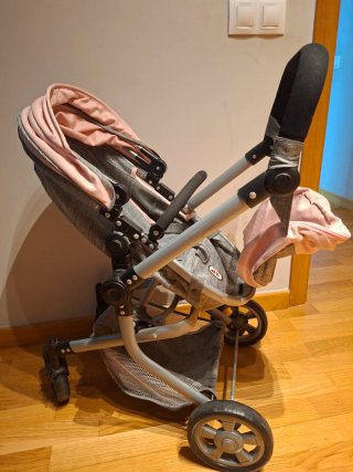 Carrito de muñecas multiposición rosa