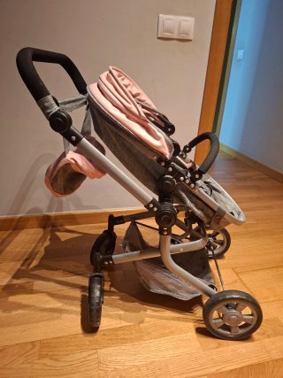 Carrito de muñecas multiposición rosa