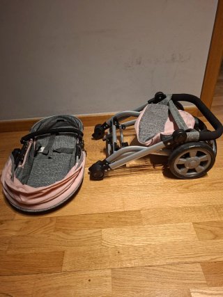 Carrito de muñecas multiposición rosa