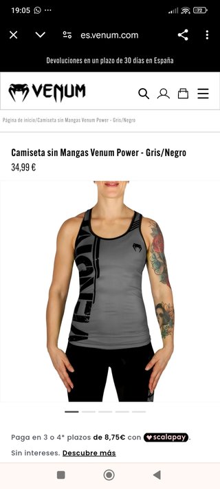 Camiseta Venum M Gris