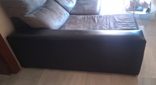 Sofá chaise longue marrón/gris