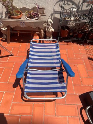 Silla de Playa Plegable Azul y Plateada