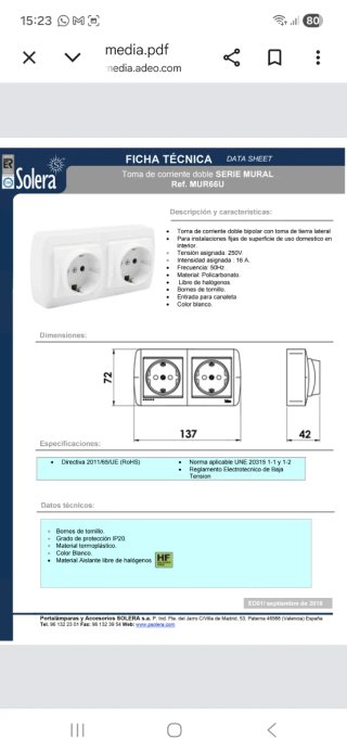 3 Enchufes Dobles de Pared