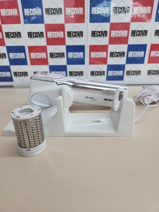 Rallador Queso 1500 mAh, inalámbrico, 2 Rodillos de Acero Inoxidable incluidos, 1 kg de Queso con Recambio, Rallador para Muchos Ingredientes,  Blanco Ariete Gratì Metal 44,