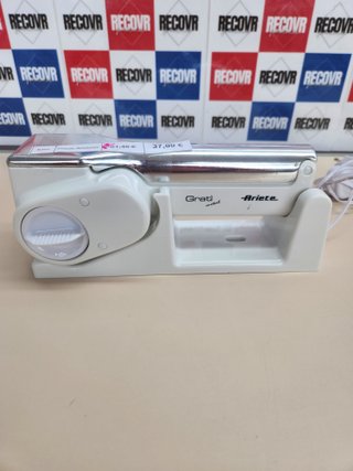 Rallador Queso 1500 mAh, inalámbrico, 2 Rodillos de Acero Inoxidable incluidos, 1 kg de Queso con Recambio, Rallador para Muchos Ingredientes,  Blanco Ariete Gratì Metal 44,