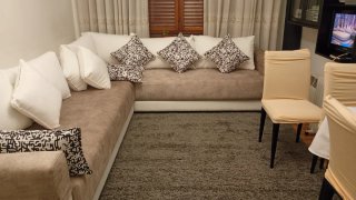 Sofá Cama Doble Funda Blanco y Marrón