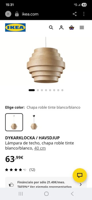 Lámpara IKEA DYKARKLOCKA madera