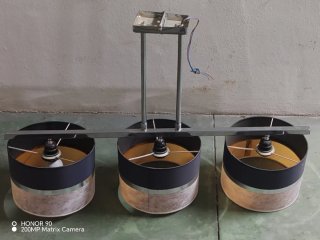 Lámpara colgante 3 luces tela y metal