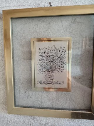 M. Cascella incisione vaso fiori firmata