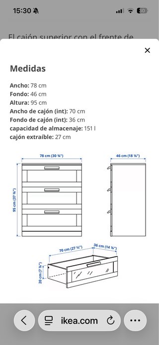 Cómoda Brimes 3 cajones