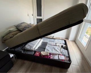Cama Canapé Ikea Abatible 140x200 Marrón oscuro