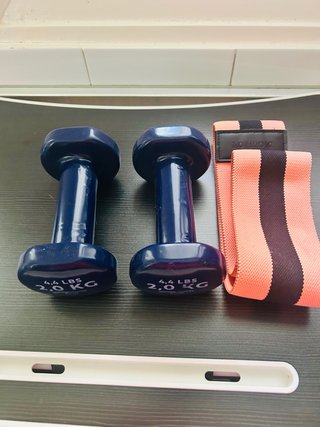 2 Mancuernas 2kg y Goma Elástica Fitness
