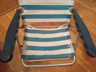 Tumbona Playa Plegable Rayas Azul/Blanco