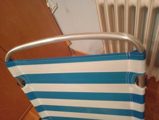 Tumbona Playa Plegable Rayas Azul/Blanco