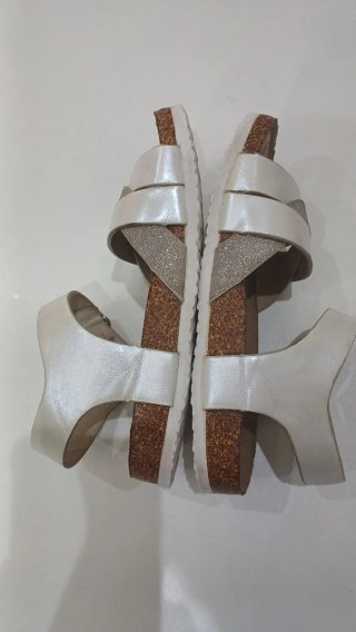 Sandalias Niña Talla 34 Blanco nacarado