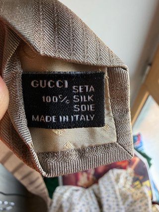 Corbata Gucci 100% Seda Beige
