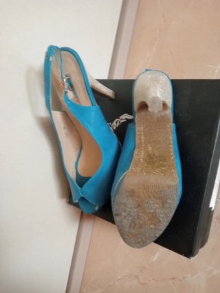 Tacones Peep Toe Azul Elásticos